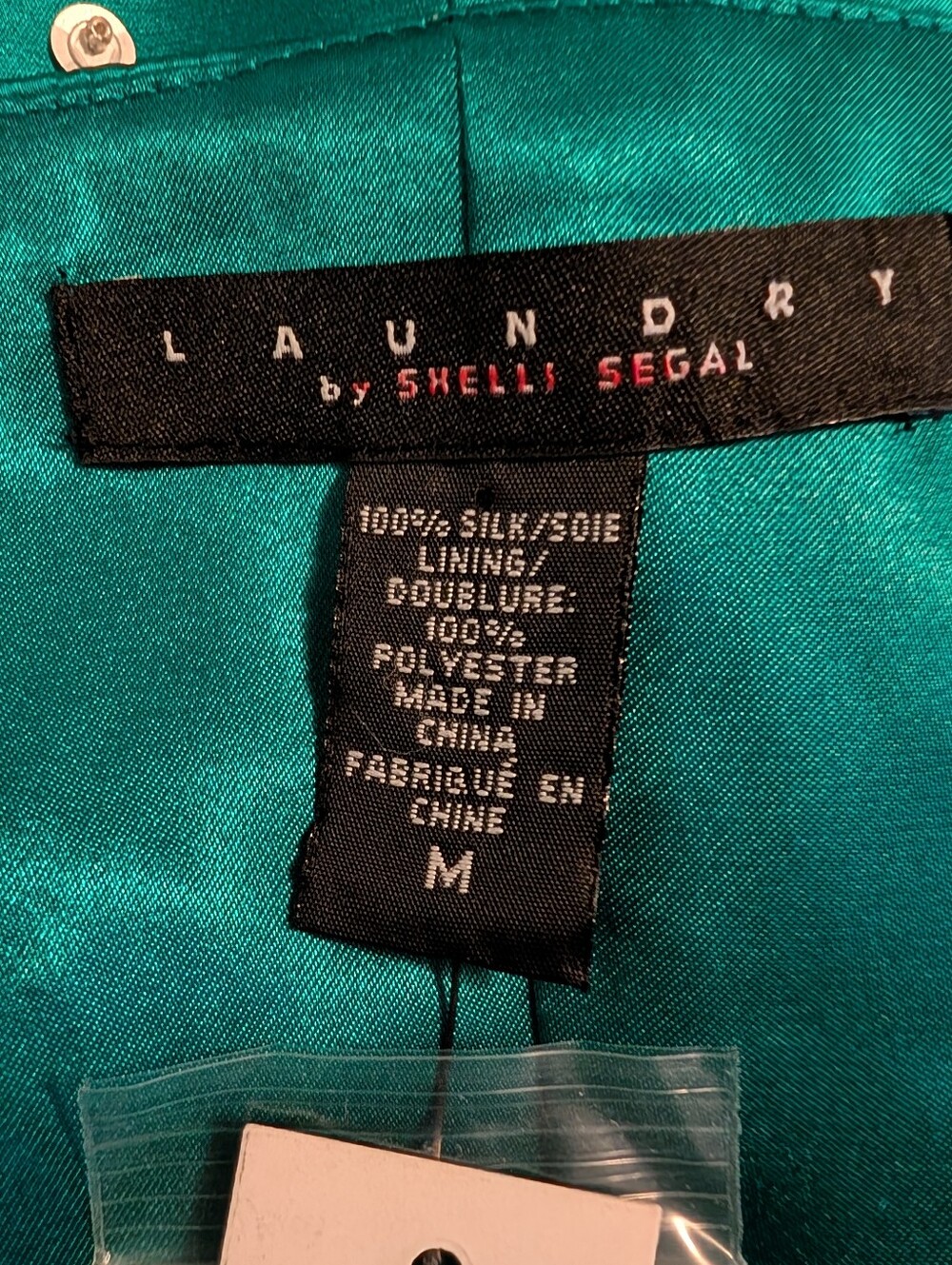 Laundry by Shelli Segal Beaded Silk Sleeveless Blouse Tank Top Medium Teal - Picture 5 of 7